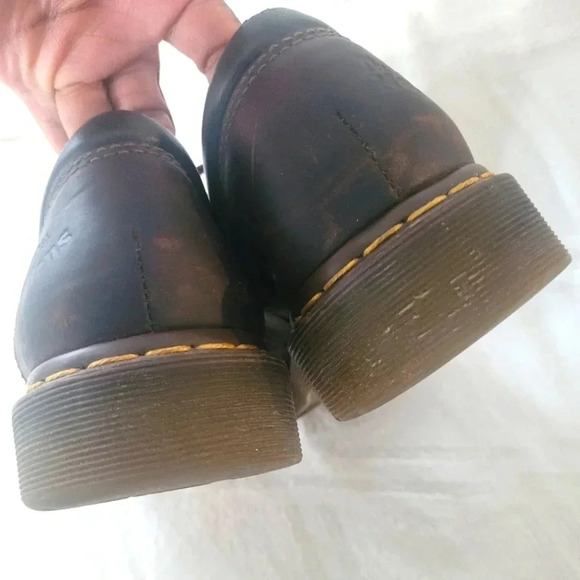 DR. MARTENS AIRWAIR brown leather classic lace-up oxfords work shoes, Men's 10 - Picture 9 of 13